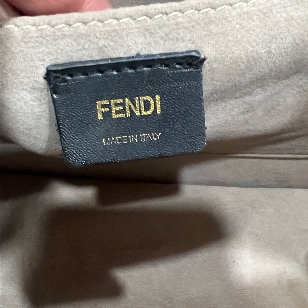 Pre-loved 💕Authentic Fendi Black and Tan Embossed Leather Century F is Fendi Kan - Picture 14 of 17